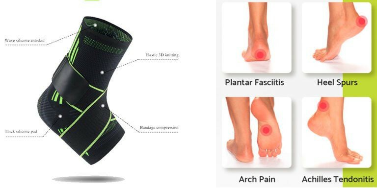 Fersen- und Knöchelstützbandage mit elastischen Riemen und Verstauchungsschutz – 1 Paar